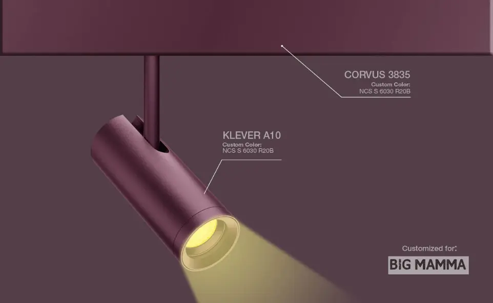 Proyector LED  personalizado por Luxes para el proyecto de iluminación del restaurante Circo Popolare.